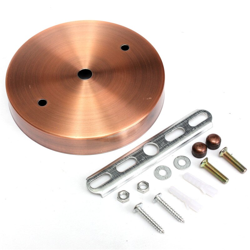 E27 Bulb Lamp Base Holder 120mm Lamp Base Ceiling Canopy Wall Lights Mount LED Vintage Pendant Light Lamp Disc Base: Red Bronze