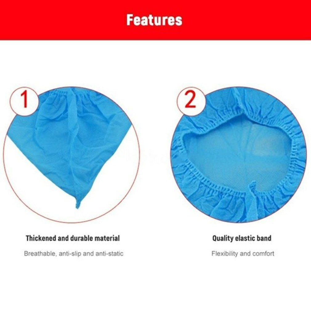 Non-woven Fabric Disposable Shoes Covers with Elastic Band Breathable Dust-proof Thickened Anti-slip Anti-static Shoe Covers