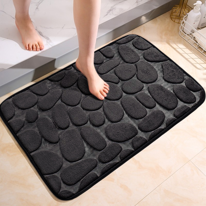 Large Bathroom Mat Soft Absorbent Pebble Foot Mat Anti Slip Bath Mat Bedroom Balcony Carpet Entrance Floor Mat Long Kitchen Mat