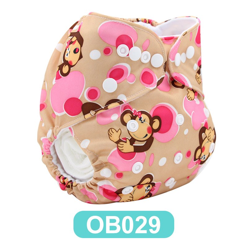 Risunnybaby babyblöjor tvättbara blöjor med bomullstryck kan återanvändas 0 ~ 4 år gamla justerbara barnblöjor: Ob029