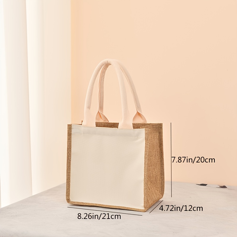 Upgrade linnen tas met ritssluiting, eenvoudige cadeautas, stijlvolle boodschappentas: Beige