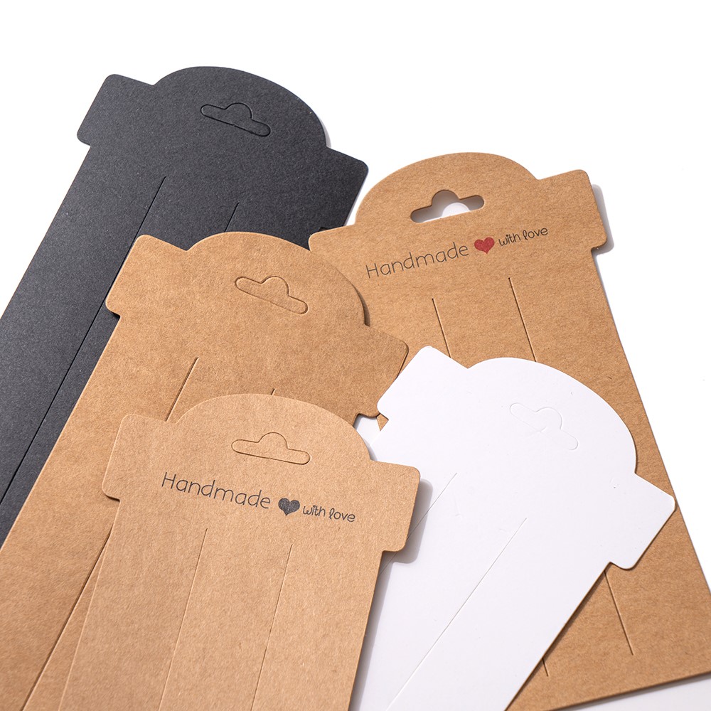 Soporte de cartón para tarjetas de exhibición, accesorio de joyería, organizador, embalaje para pequeñas empresas, Clip para el pelo, 16x8cm, 20 piezas
