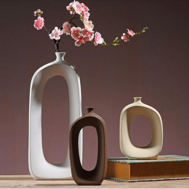 Keramik Blume Vase Wohnzimmer Veranda Regal Dekoration Trockenen Blume Flasche Anordnung Vasen Schreibtisch Ornament Einrichtungs Artikel
