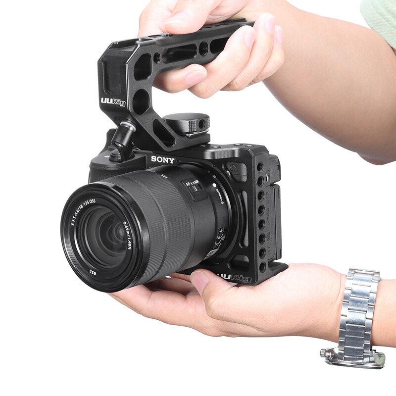 UURig Vlog Camera Kooi voor Sony A6600 met 1/4 3/8 Draad Gat om LED Licht Aluminium Beschermende Kooi om Microfoon W Top Handvat