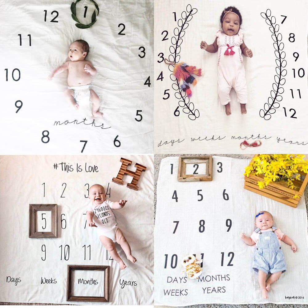 Infant Baby Blanket Photo Photography Prop Blankets Backdrop Cloth Calendar Bebe Boy Girl Photo Accessories 110x100cm