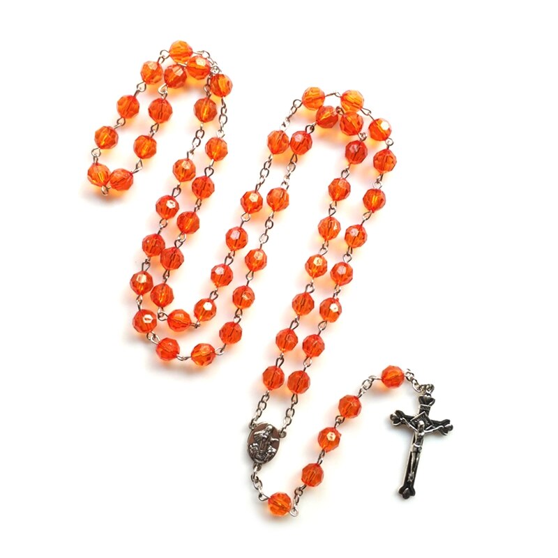 10mm Rosary Beads Luminous Necklace Jesus Crucifix Cross Pendant Necklaces Glow in Dark Religious Jewelry for Men Women: 12