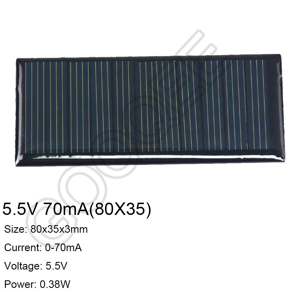 Produktbild von QUARKZMAN Mini-Solarpanel – 5 Stück, 5.5V / 0.44W / 70mA, 60x60mm, Polykristallin – Für DIY & Kleine Ladegeräte