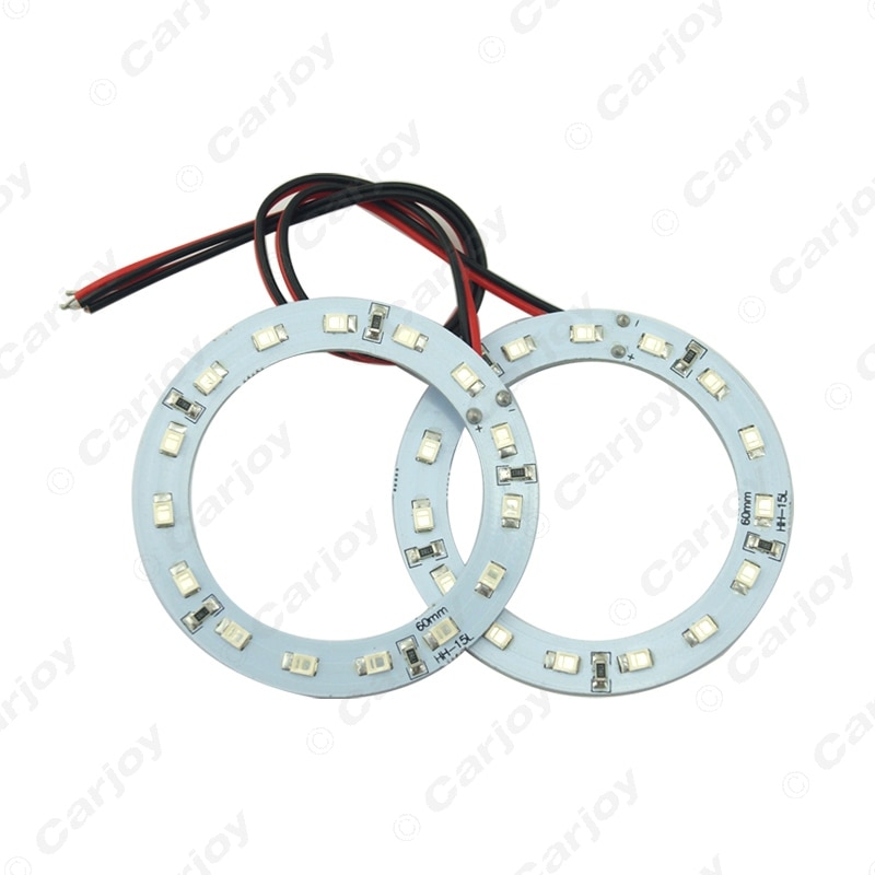 LEEWA 2 uds 60mm tipo Ojos de Ángel para coche 1210/3528 15SMD LED faro Halo anillo Ángel iluminación de ojos blanco rojo Azul # CA2667