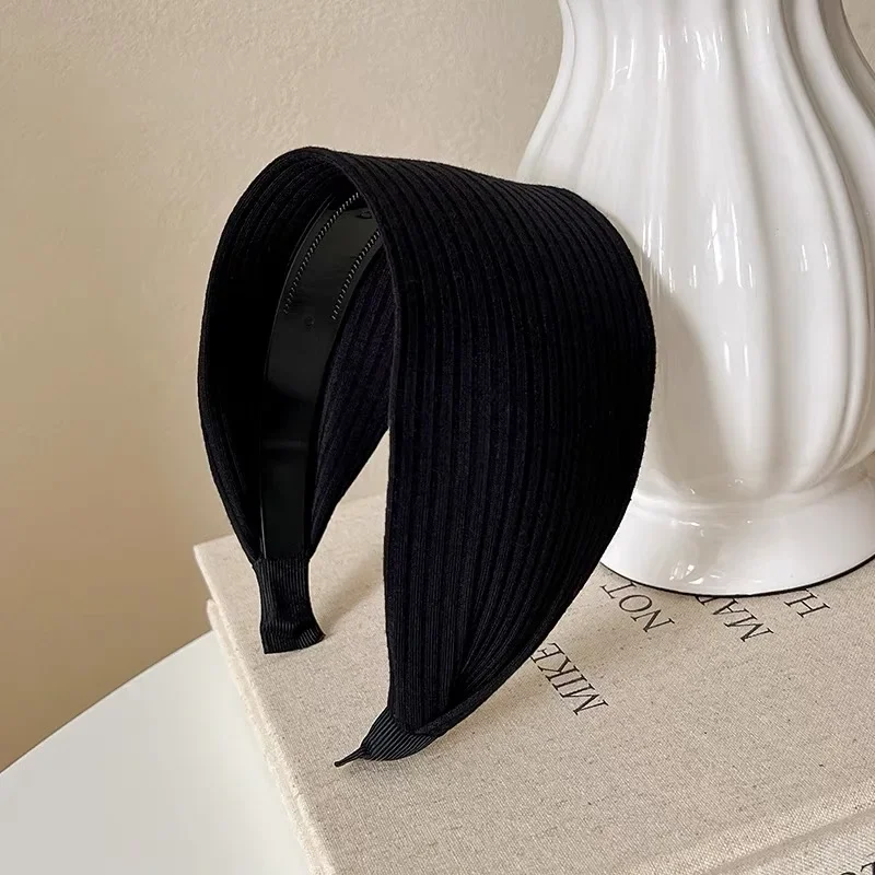 Mjuka, breda stickade hårband i bomull för kvinnor och flickor, koreansk, neutral, enfärgad turban med tänder, huvudband, huvudbonadsaccessoarer: Himmelsblå