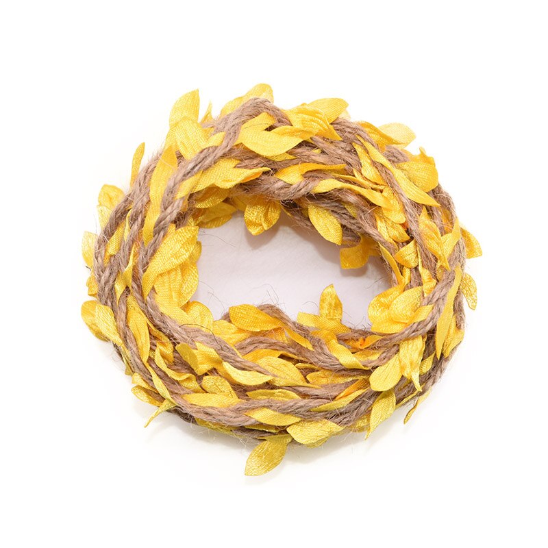 5M Simulation Green Leaves Weaving Jute Rope Ribbon for Restic Wedding Birthday Decoration Flower Bouquet Packaging Rattan: B09