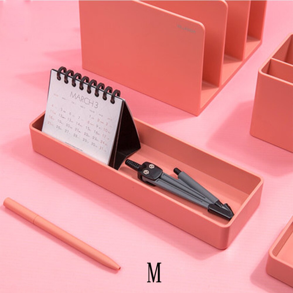 Nusign DIY Combination File Stationery Holder Files Storage Box Multi-layer Rack Information Finishing Storage Shelf For Office: Light Red-M