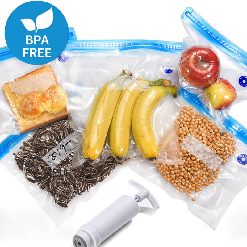 Bolsas de plástico para cocina, bolsa de alimentos al vacío, bolsa de conservación de alimentos, bolsa reutilizable para congelador, bolsas de almacenamiento de sellado, bolsas de mantenimiento fresco para verduras