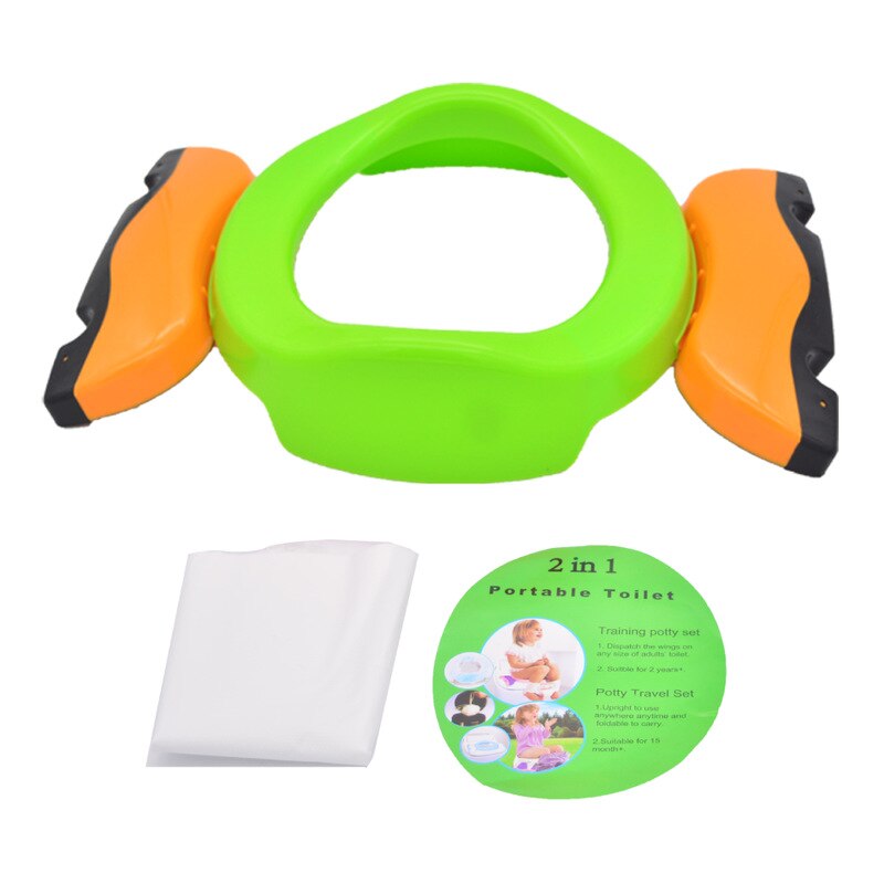 Portable Baby Outdoor Travel Pots Boy Girl Foldaway Toilet Basin Potty Car Travel Baby Folding Potty Kids Training Toilet Seat: Green
