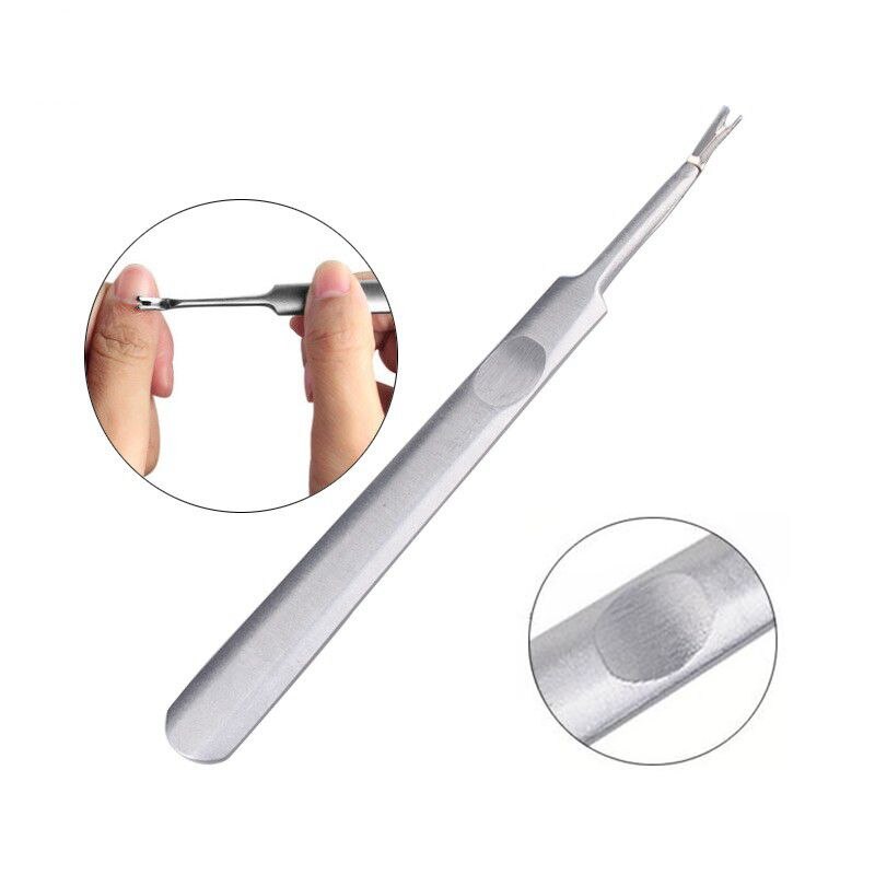 1 st Rvs Cuticle Pusher Nail Art Vork Manicure Tool Voor Trim Dode Huid Vork Nipper Pusher Trimmer Cuticle remover P04