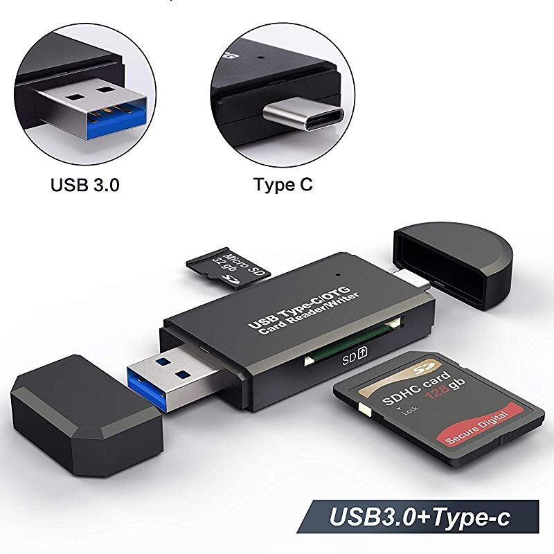 Czytnik kart SD USB 2.0 OTG mikro rodzaj USB C czytnik kart lektora karta pamięci SD czytnik na mikro SD TF USB rodzaj USB-C OTG czytnik kart: rodzaj C USB 3.0 czarny