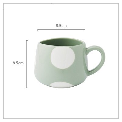 360ml Cute Cute Ceramics Coffee Mug Geometric Handmade Mugs Drinkware Breakfast Milk Tea Water Cup With Handle Cup: Point Green