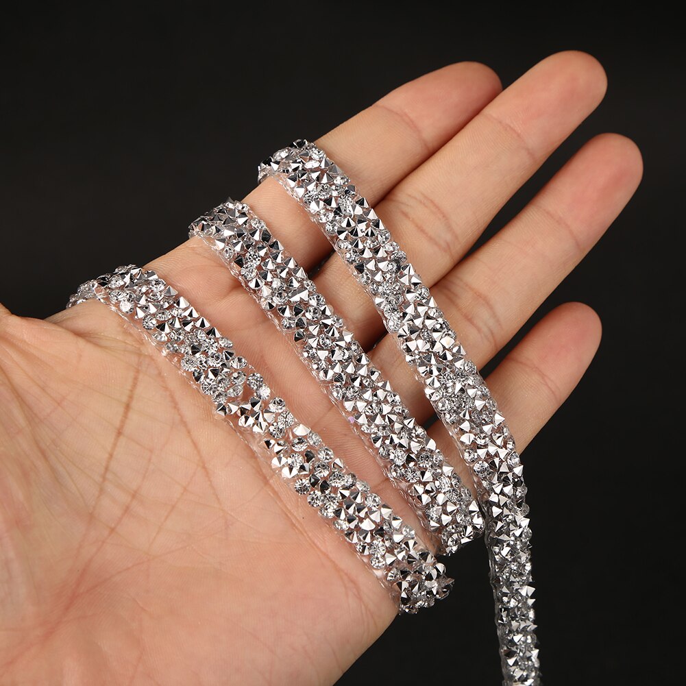 10 Yards Zilveren Bling Wrap Crystal Lint Jewel Strips Strass Mesh Lint Roll Decor Diy Kleding Accessoires