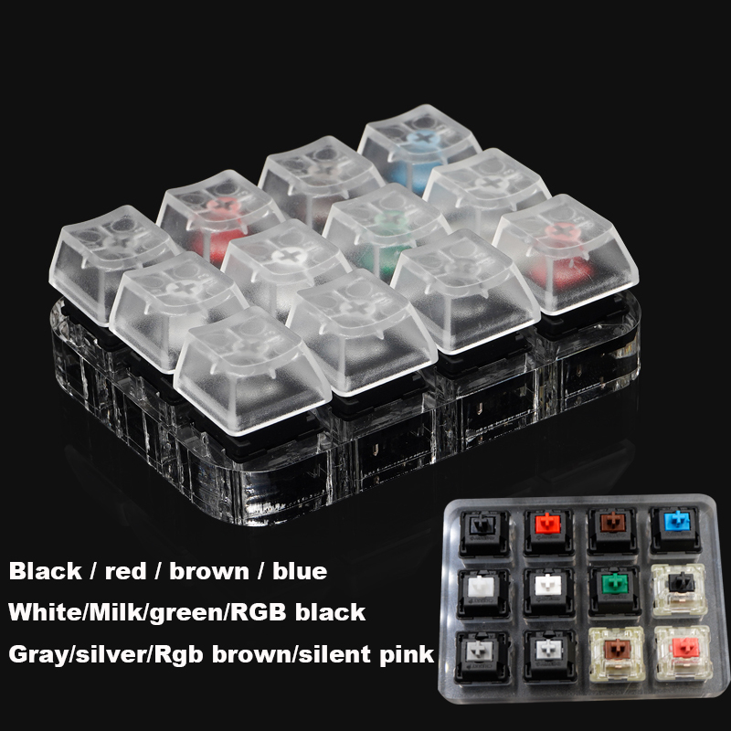 Switch Tester Cherry MX Kailh Gateron Greetech RGB BOX black red brown blue 4 6 8 9 12 Key Keycaps Mechanical Keyboard Switch: Cherry 12 Key