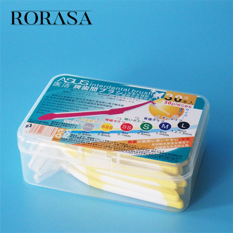 30 stks/doos Interdentale Borstel Dental Floss Zacht Plastic Tand Floss Cleaning Mondhygiëne Orale CareToothpick Orthodontische Tanden