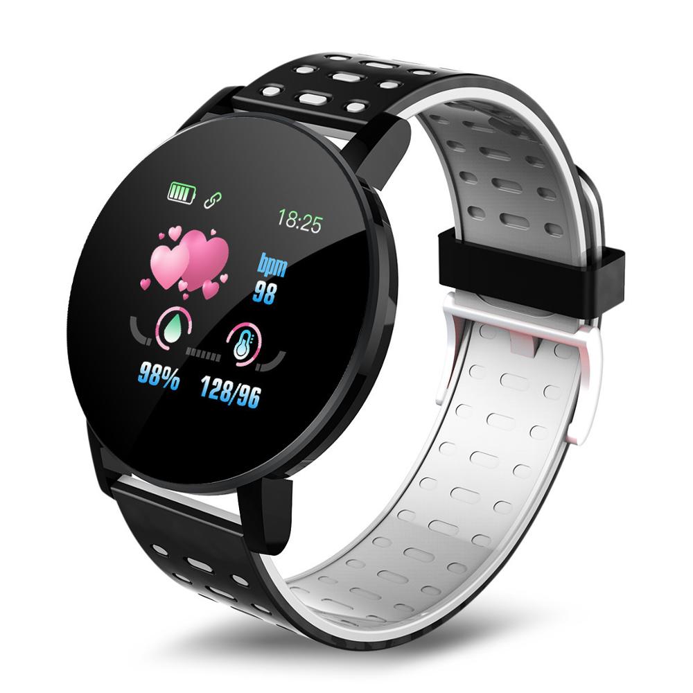 2020 119 più il Bluetooth Astuto Della Vigilanza Degli Uomini di Pressione Sanguigna Donne Orologi Banda Intelligente Smartwatch Sport Tracker Smartband Per Android: 119 Plus Black