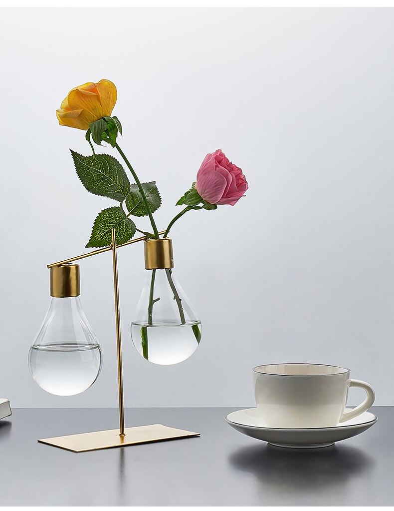 Dubbele rechte vaas - transparante glazen vaas - bloempot - woondecoratie - bol - hydrocultuur vaas - bruiloft woonaccessoires