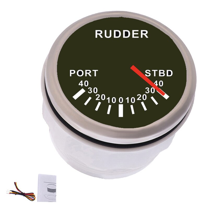 Waterproof Boat Marine Rudder Angle Indicator With 0-190 ohm Rudder Angle Sensor Red Backlight for 12V/24V
