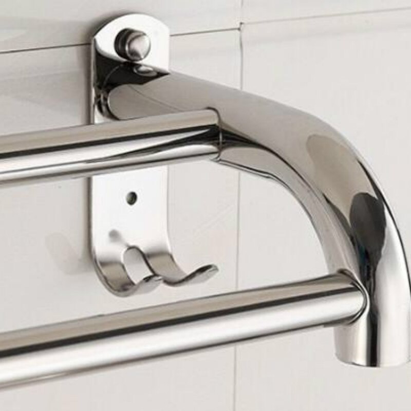 Punch-Gratis Naadloze Handdoekenrek 304 Roestvrij Staal Handdoek Rek Staaf Badkamer Haak Badkamer Plank Badkamer Handdoek Bar g8108