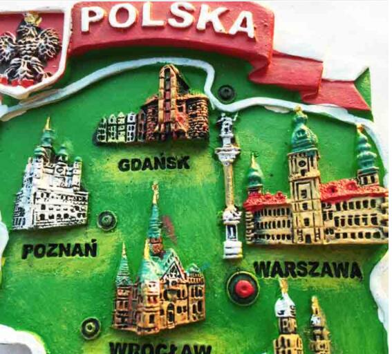 Polen Lokalen wahrzeichen Tourist Karten Tourismus Memorial Kühlschrank Magnet 3D Kühlschrank Magnet Aufkleber Reise Souvenir Dekoration