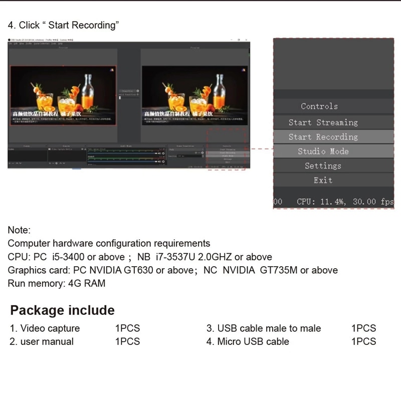 4K HDM I 1080P Tarjeta de captura de vídeo USB de alta definición con bucle