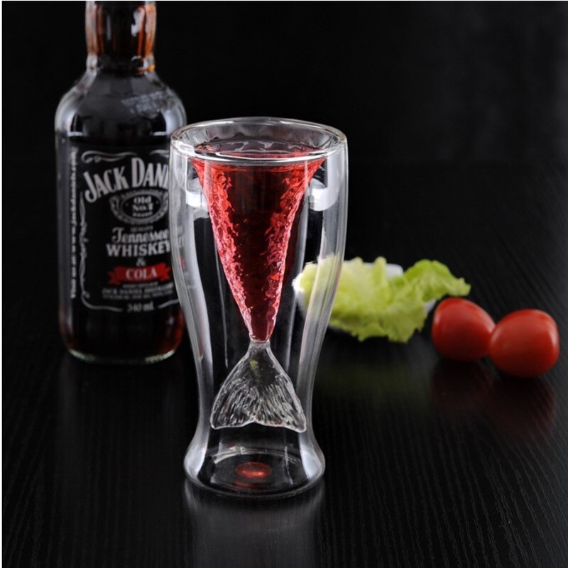 Skjønnhet fiskehale ikke kattkopp dobbel veggskudd glasskopp til vin whisky øl te champagneglass doble glass kaffekopper