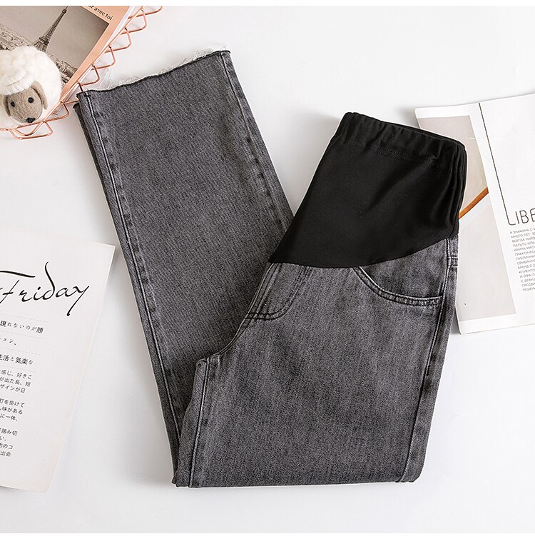 Boyfriend jeans zwangerschap wijde broek voor zwangere vrouwen broek casual losse jeans zwangerschapsbroek zwangerschapskleding: Grijs / M