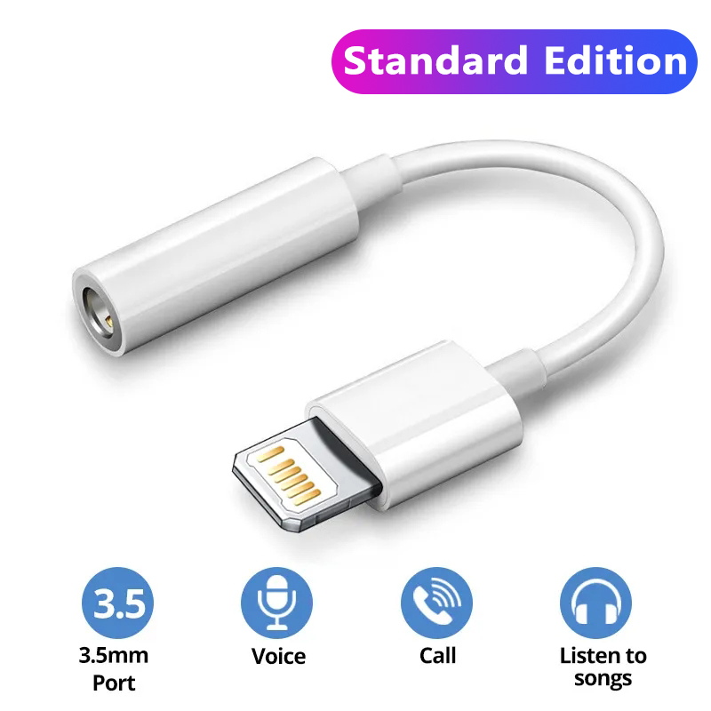 Original Headphone Adaptador For Apple iPhone 14 13 12 11 Pro Aux Audio Splitter To 3.5mm Adapter Earphone Jack Cable: WHITE