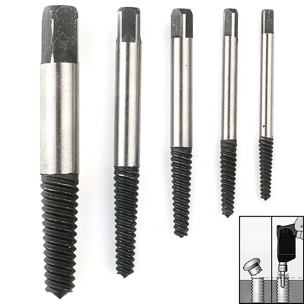 5pc Easy Out Damaged Tap Screw Extractor Drill Bit Broken Bolt Remover Tool for Kitchen Water Mixer Tap