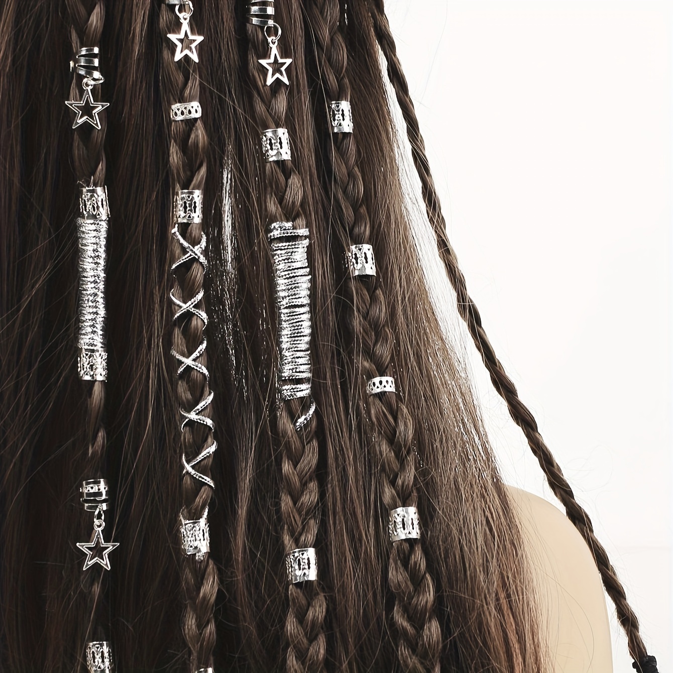 36 stuks stervormige decoratieve haarringen, kralen haarringen voor dreadlocks, metalen manchetten voor het vlechten van haar.