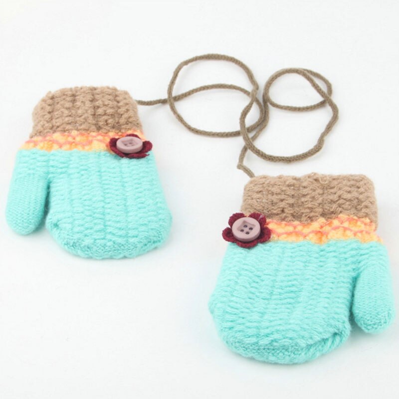 Kind stijl Jongen Meisje Gebreide Handschoenen Winter Kinderen kids 1-6 jaar oude Warme Wanten Katoen Wol Effen mooie knop Handschoenen ST4: 4