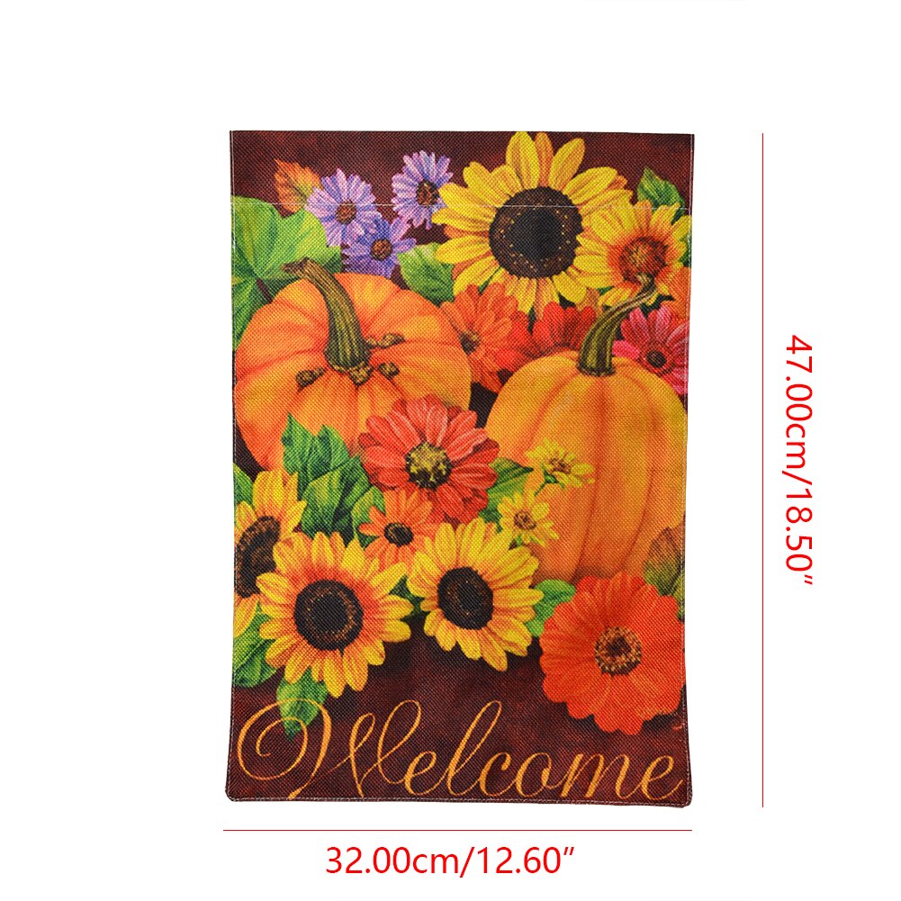 2pcs Autumn Welcome Yard Signs Garden Flags Pumpkins Sunflowers Decor Banners Farmhouse Seasonal Outdoor Yard Decorative Flags