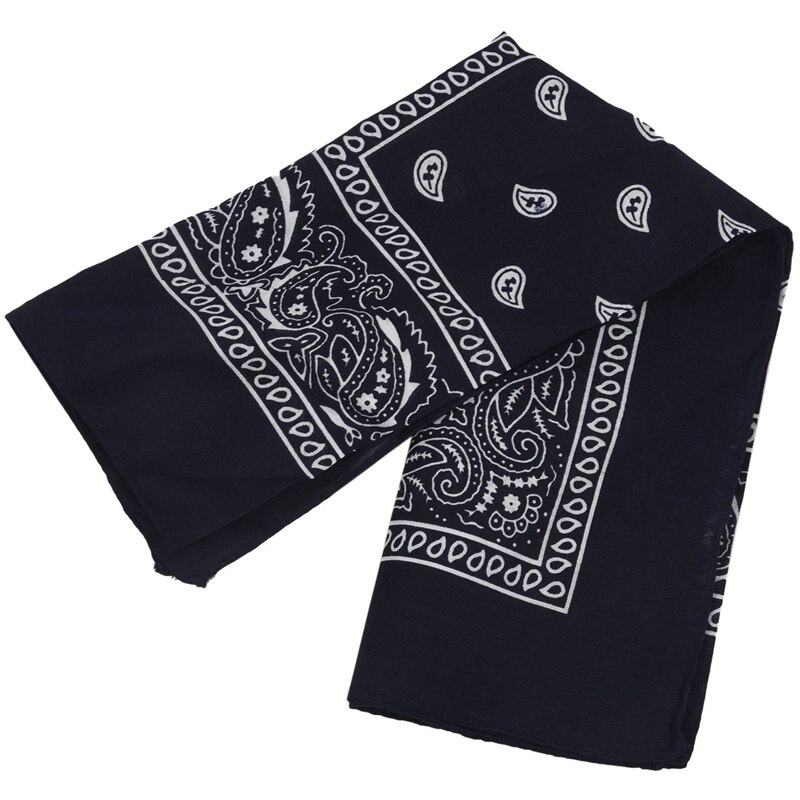 Marineblå firkantet paisley bandanas dobbeltsidet hoved wrap tørklæde armbånd