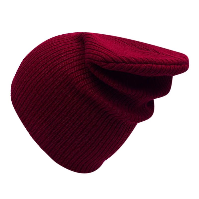 Höst vinter mjuk stickad mössa dam keps dam bomull skullies & beanies enfärgad taklist hattar kvinnlig solid huva: Röd