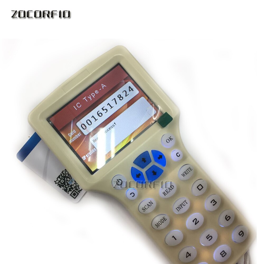 English 10 Frequency RFID Reader Writer Copier Duplicator IC/ID with USB Cable for 125Khz 13.56Mhz Cards LCD Screen Duplicator
