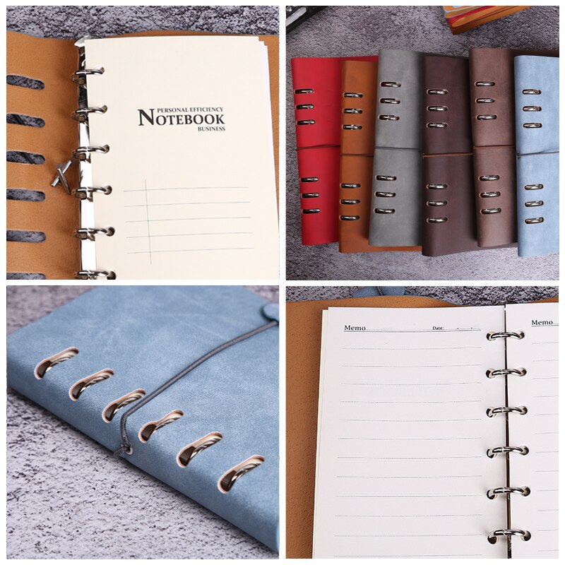 A6 Spiral Coil Binder Planner Travel Notebook Pu Leather Diary Agenda Office Business Bandage Diary Notebook School Supplies