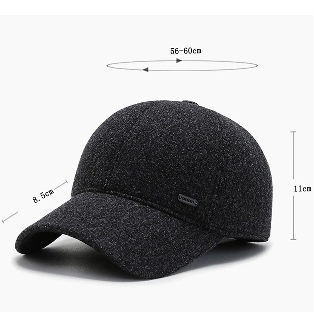 Fs masculino feminino inverno boné de beisebol com earflap preto cinza meia-idade pai chapéus ao ar livre quente proteção de orelha ciclismo gorras