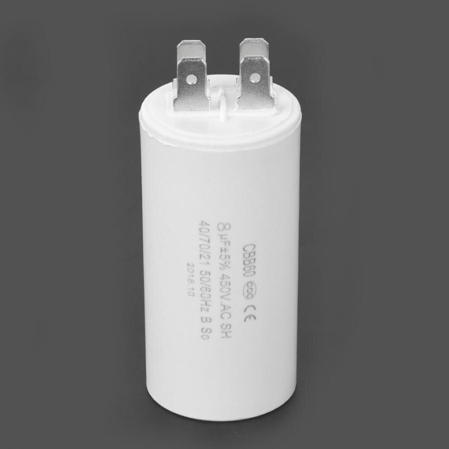 CBB60 Motor Starting Capacitor 450V 8uF Microfarad Capacitor Spade Terminals