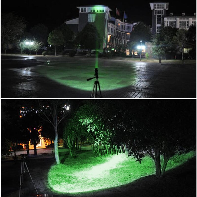 Linterna LED C8, 1 modo de iluminación, luz verde, para montar por la noche, acampar, senderismo, caza y actividades en interiores, 18650