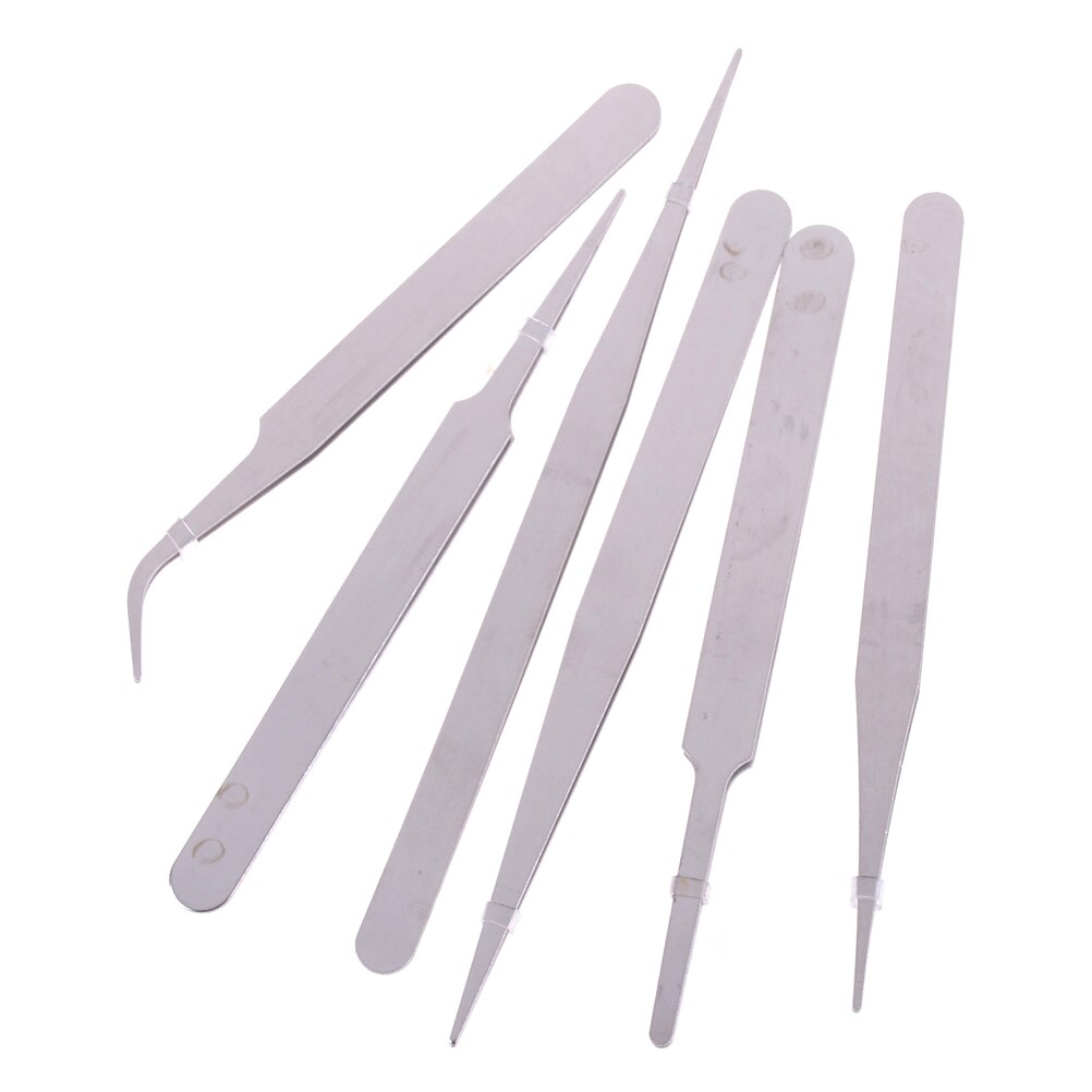 6pcs All Purpose Precision Tweezer Set Rvs Anti Statische Tool Kit