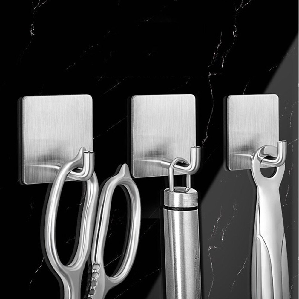 4 STKS Rvs Zelfklevende Badkamer Keuken Stok Op Muur Deur Handdoek Houder Haak Hanger Woonkamer Decor Tool