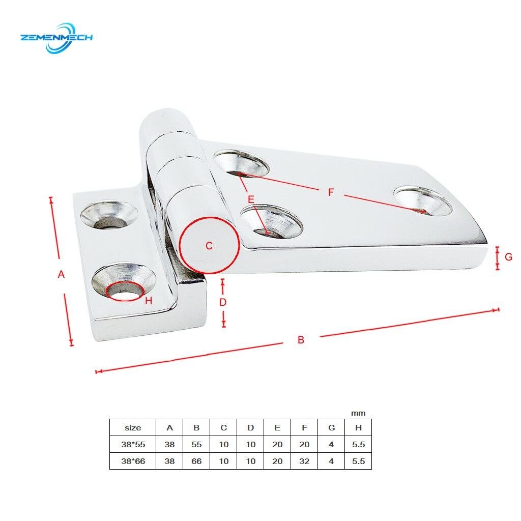 2PCS Flush Door Hatch Compartment Folding Bending Hinge Deck Hinge Door Strap Butt Hinge Boat Marine Accessories Stainless Steel