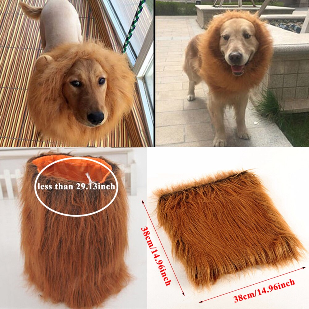Lion perruques crinière cheveux grand chien chat Lion perruques Festival drôle chapeau déguisement vêtements Costume Lion crinière perruque mignon chapeau