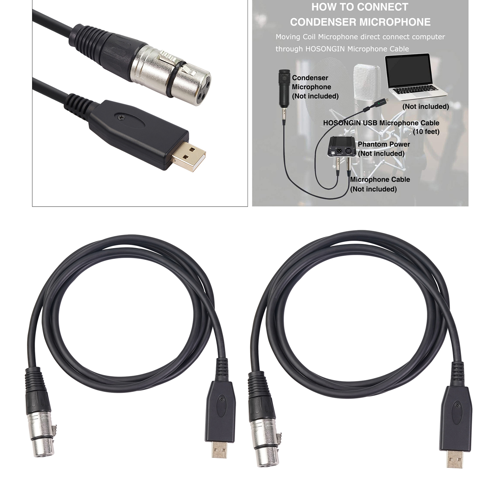 USB Male to 3 Pin XLR Female Microphone MIC Studio Audio Link Cable