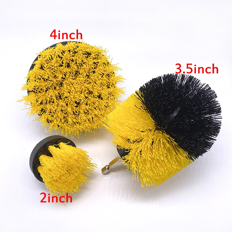 Electric Drill Brush Cleaning Power Scrubber Drill Brush Kit Nylon Brush for Car Leather Air Vents Rim Kitchen Cleaning Tools: 3pcs yellow