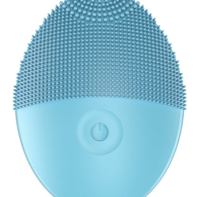 2020 nuova spazzola per la pulizia del viso in silicone mini massaggio elettrico strumento per la pulizia del viso impermeabile spazzola per la pulizia dei pori del viso profondo morbido: play blu